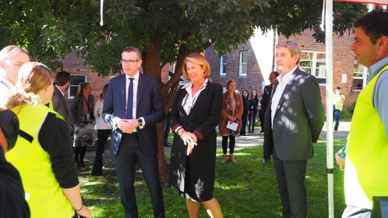 Evolve Housing CEO Lyall Gorman with the Treasurer, the Honourable Dominic Perrottet MP and the Minister for Water, Property and Housing, the Honourable Melinda Pavey MP