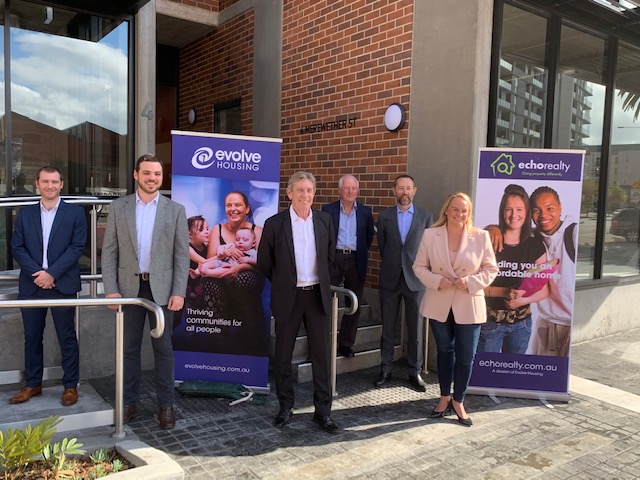 Evolve Housing staff with Newcastle Lord Mayor Nuatali Nelmes and Deputy Lord Mayor Declan Clausen